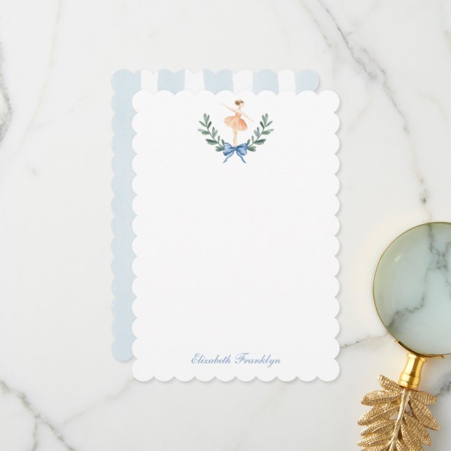 Personalised Elegant Watercolor Ballerina Bow Thank You Card (Front/Back In Situ)