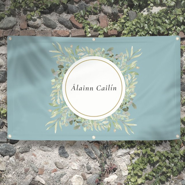 Personalised Elegant Watercolor Greenery Foliage Banner (Personalized Elegant Watercolor Greenery Foliage Banner)