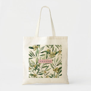 Personalised Elegant Watercolor Olive Branch Tote Bag