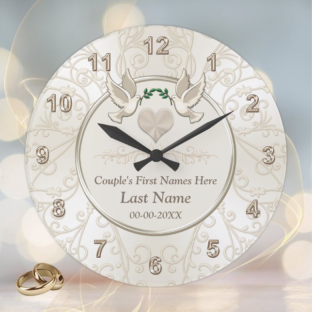 Personalised Elegant Wedding Gifts for Couples Large Clock (Creator Uploaded)