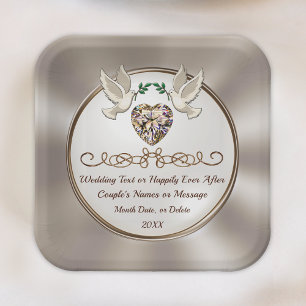 Personalised, Elegant Wedding Paper Plates, Custom Plate