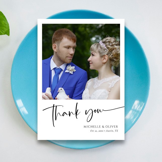 Personalised Elegant Wedding Thank You Card (Zazzle Personalized Elegant Photo Wedding Thank You Card)