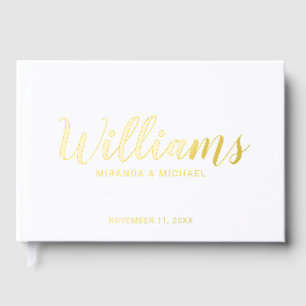 Personalised Elegant White and Gold Wedding Guest Book