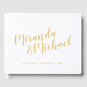 Personalised Elegant White and Gold Wedding Guest Book