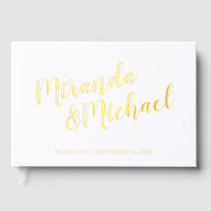 Personalised Elegant White and Gold Wedding Guest Book