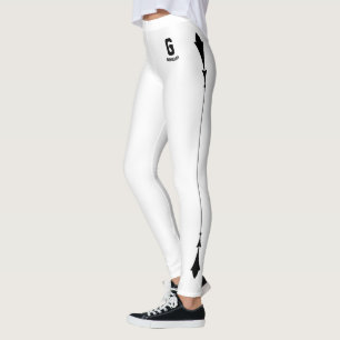 Personalised Elegant White Black Accents Monogram Leggings