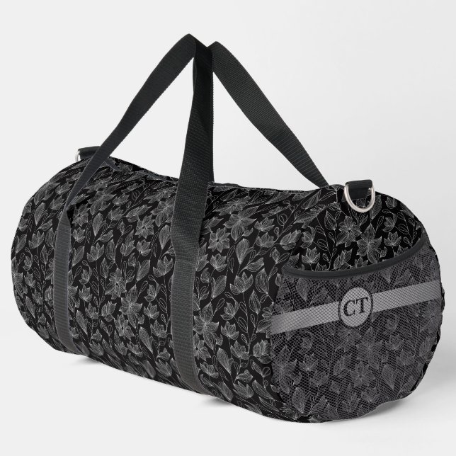 Personalised Elegant White Floral Duffle Bag (Right Corner)