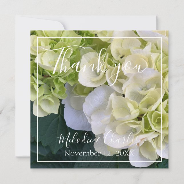 Personalised Elegant White Hydrangea Thank you (Front)