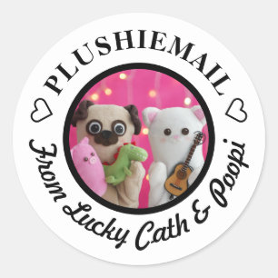 Personalised Elegant White Photo Mail Modern Classic Round Sticker