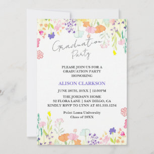 Personalised Elegant Wildflower Graduation Party I Invitation