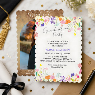 Personalised Elegant Wildflower Graduation Party I Invitation