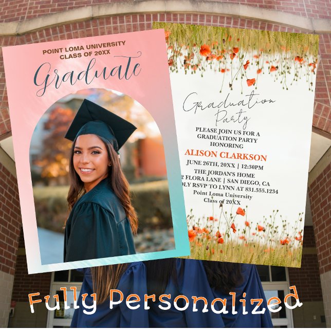 Personalised Elegant Wildflower Graduation Party Invitation (Creator Uploaded)