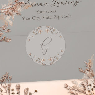 Personalised Elegant Wildflower Wedding Envelope Classic Round Sticker