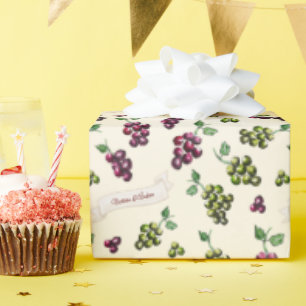 Personalised Elegant Wine Grapes Unique Watercolor Wrapping Paper