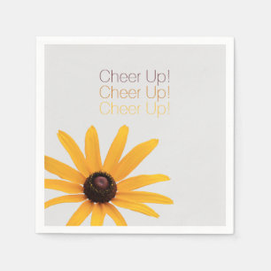 Personalised Elegant Yellow Flower Brown Cheer Up Napkin