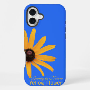 Personalised Elegant Yellow Flower on Royal Blue iPhone 16 Plus Case