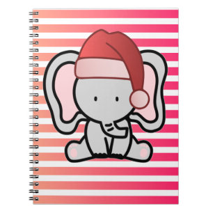 Personalised Elephant 1st Christmas Baby Girl Pink Notebook