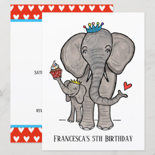 Personalised Elephant and Baby Birthday Invitation