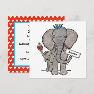 Personalised Elephant and Baby Birthday Invitation