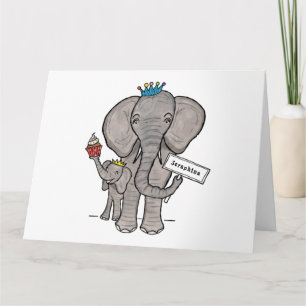 Personalised Elephant and Baby Card