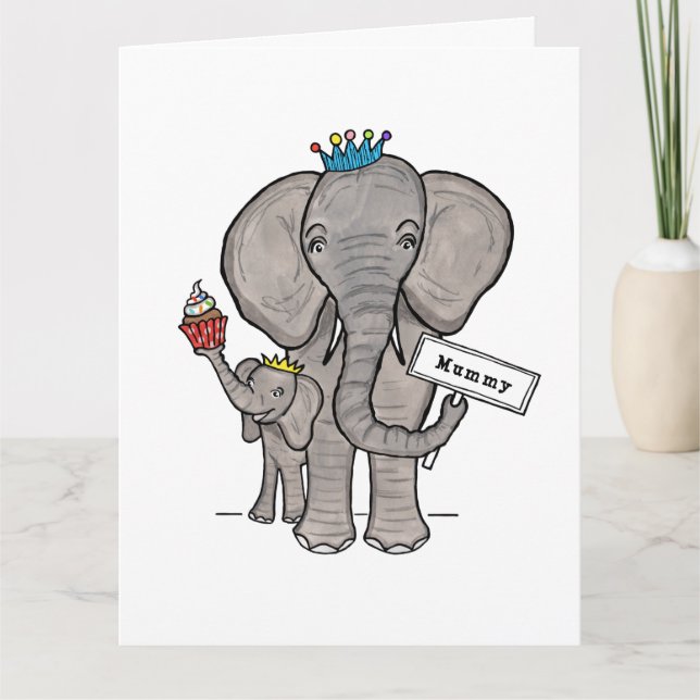 Personalised Elephant and Baby Mother's Day Card (Front)