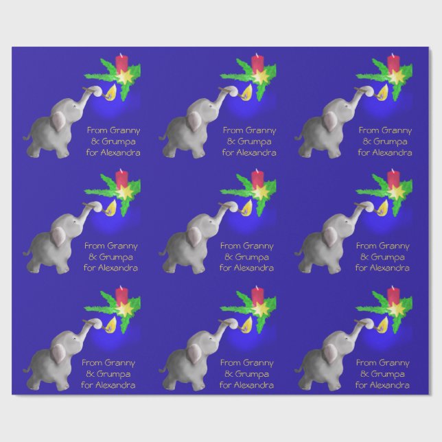 Personalised Elephant-astic Xmas Dumbo Loving Kid Wrapping Paper (Flat)