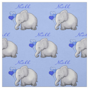 Personalised Elephant Baby Boy Nursery Fabric
