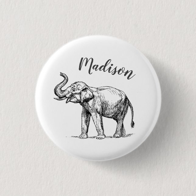 Personalised elephant badge (Front)