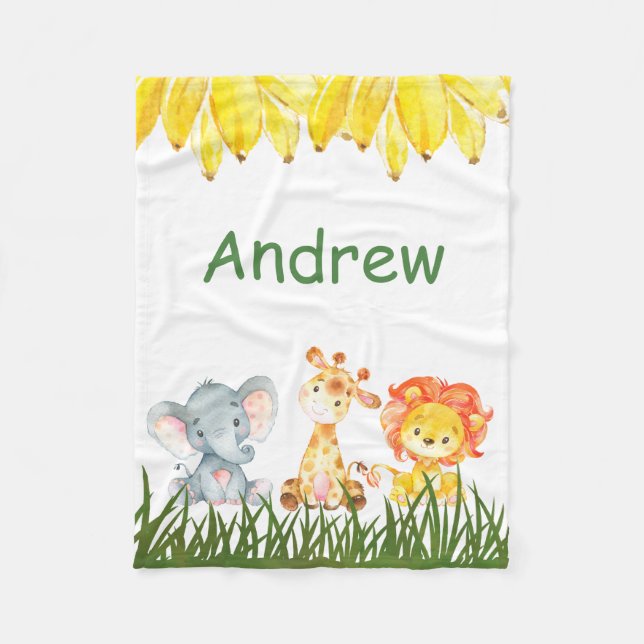 Personalised Elephant  Children's Fleece Blanket (Front)