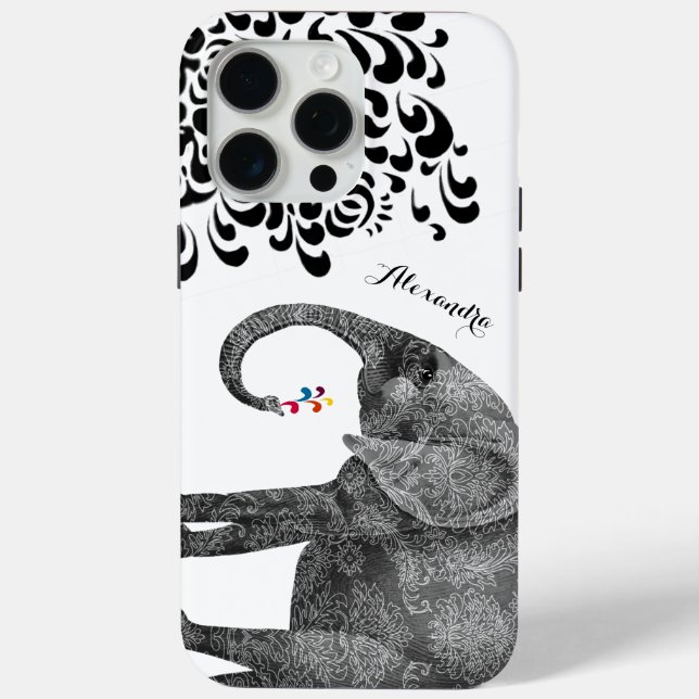 Personalised Elephant Damask iPhone 6 case (Back)