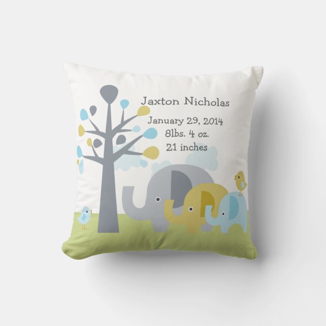 Personalised Elephant Love Pillow Keepsake (Front)