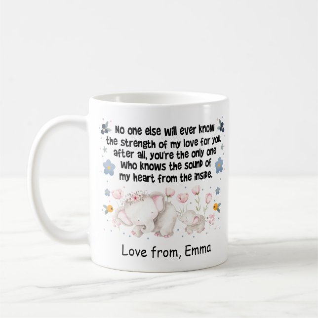 Personalised Elephant Mum Coffee Mug (Left)