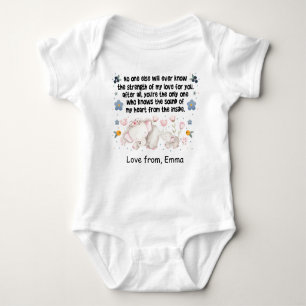 Personalised Elephant Mum, love from Custom Name Baby Bodysuit