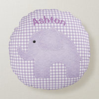 Personalised Elephant Purple Plaid Gingham Nursery