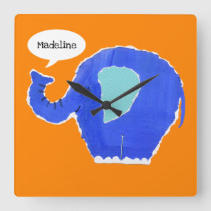 Personalised Elephant Square Wall Clock