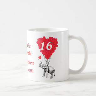 Personalised elephant Sweet Sixteen Coffee Mug