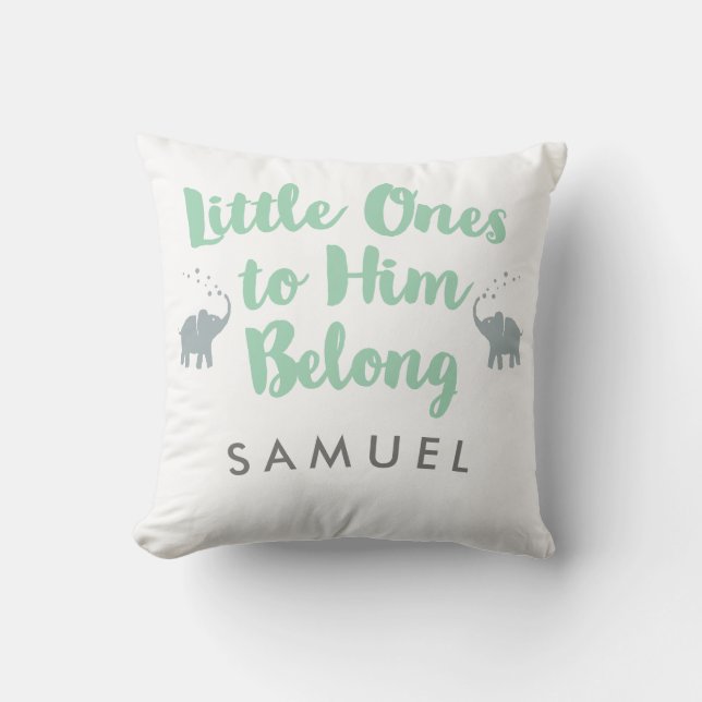 Personalised Elephants Christian Nursery Pillow (Front)