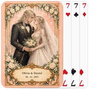 Personalised Elf Bride and Groom Wedding Favour Playing Cards