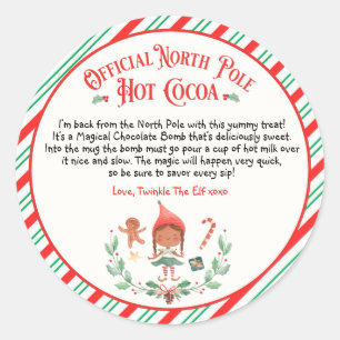 Personalised Elf Hot Chocolate Bomb Arrival Gift Classic Round Sticker