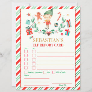 Personalised Elf Report Card Elf Holiday Card