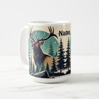 Personalised Elk in Forest with Starry Night Sky Coffee Mug