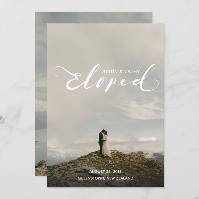 Personalised Eloped Names Marriage Announcement (Front/Back)