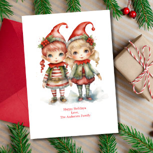 Personalised Elves Elf Holiday Christmas Card