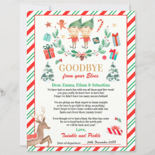 Personalised Elves Goodbye Letter Elf Holiday Card