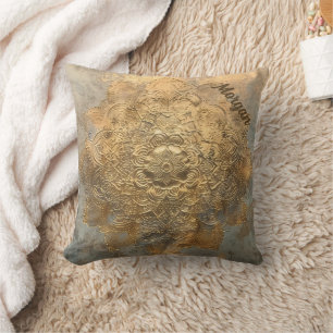 Personalised Embossed Mandala Elegant Boho Gift Cushion