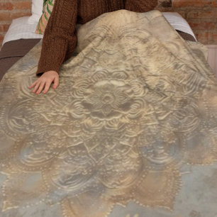 Personalised Embossed Mandala   Elegant Boho Gift Fleece Blanket