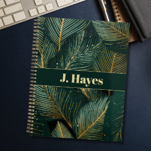 Personalised Emerald Gold Tropical Leaf Planner
