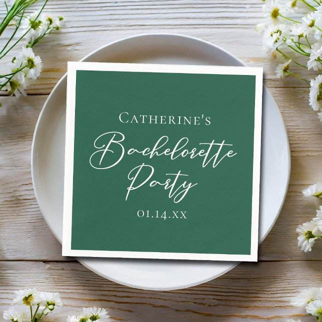 Personalised Emerald Green Bachelorette Party Napkin (Creator Uploaded)