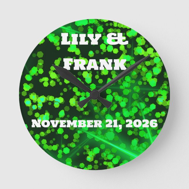 Personalised Emerald Green Wedding Wall Clock (Front)