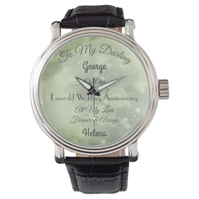 Personalised Emerald Wedding Anniversary Watch (Front)